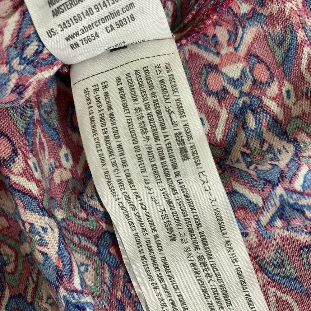 Hollister Womens Midi Skirt S Pink Blue Boho Festival Handkerchief Skirt Tassels - Picture 8 of 10